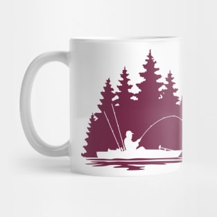 Lake Life Kayak Fisherman Silhouette Mug